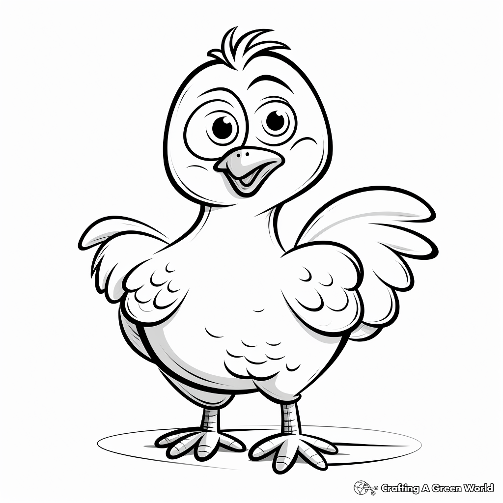 Friendly Cartoon Chicken Coloring Pages for Kids 3
