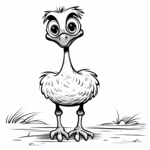 Friendly Cartoon Emu Coloring Page 1