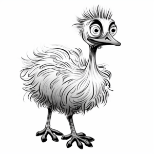 Friendly Cartoon Emu Coloring Page 2