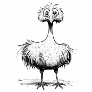 Friendly Cartoon Emu Coloring Page 3