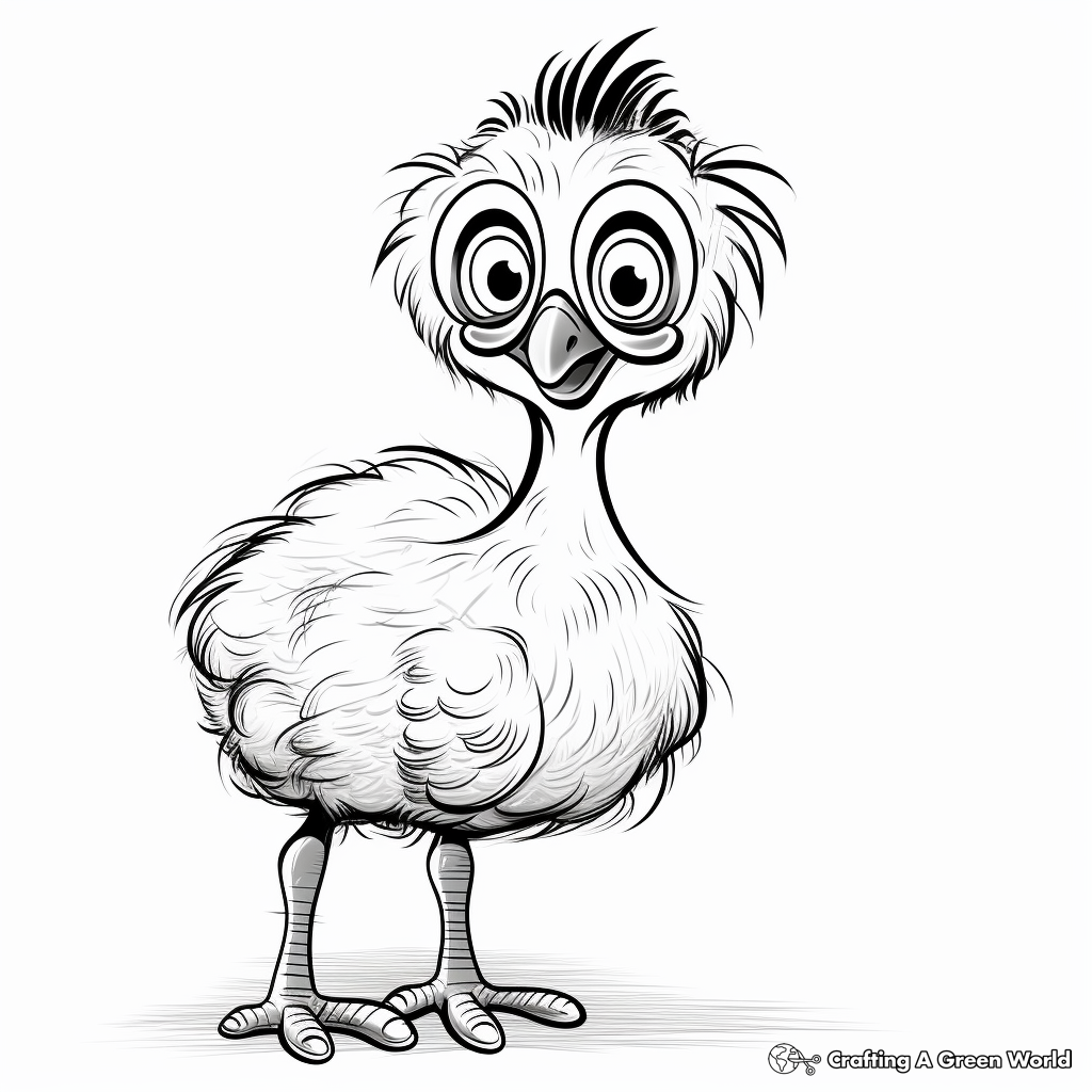 Friendly Cartoon Emu Coloring Page 4