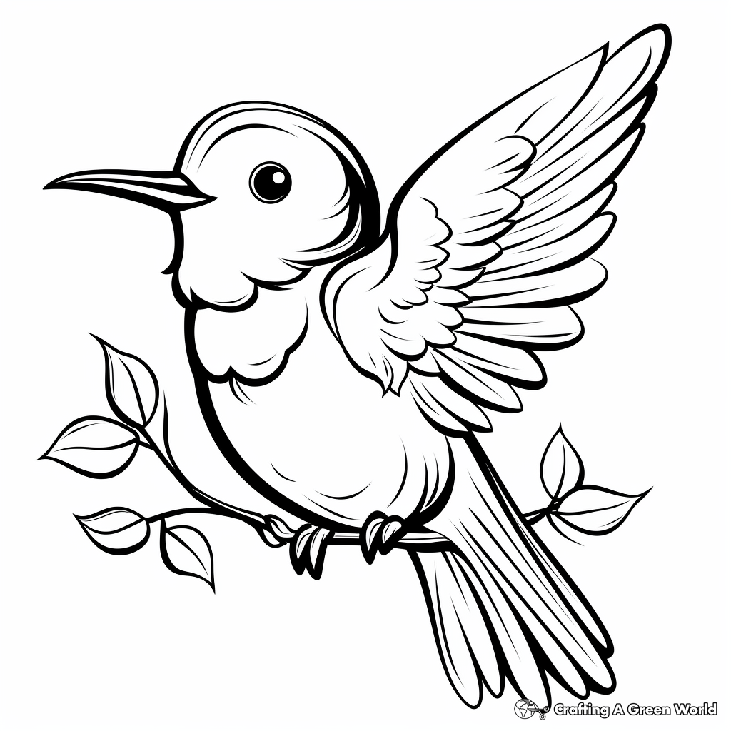 Friendly Cartoon Hummingbird Coloring Pages 4