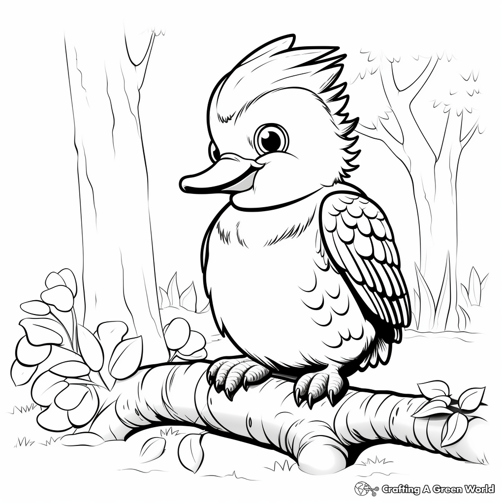 Friendly Cartoon Kookaburra Coloring Pages 3