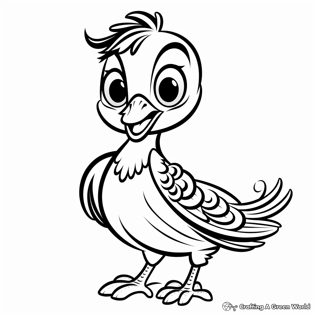Friendly Cartoon Pheasant Coloring Pages for Children 1