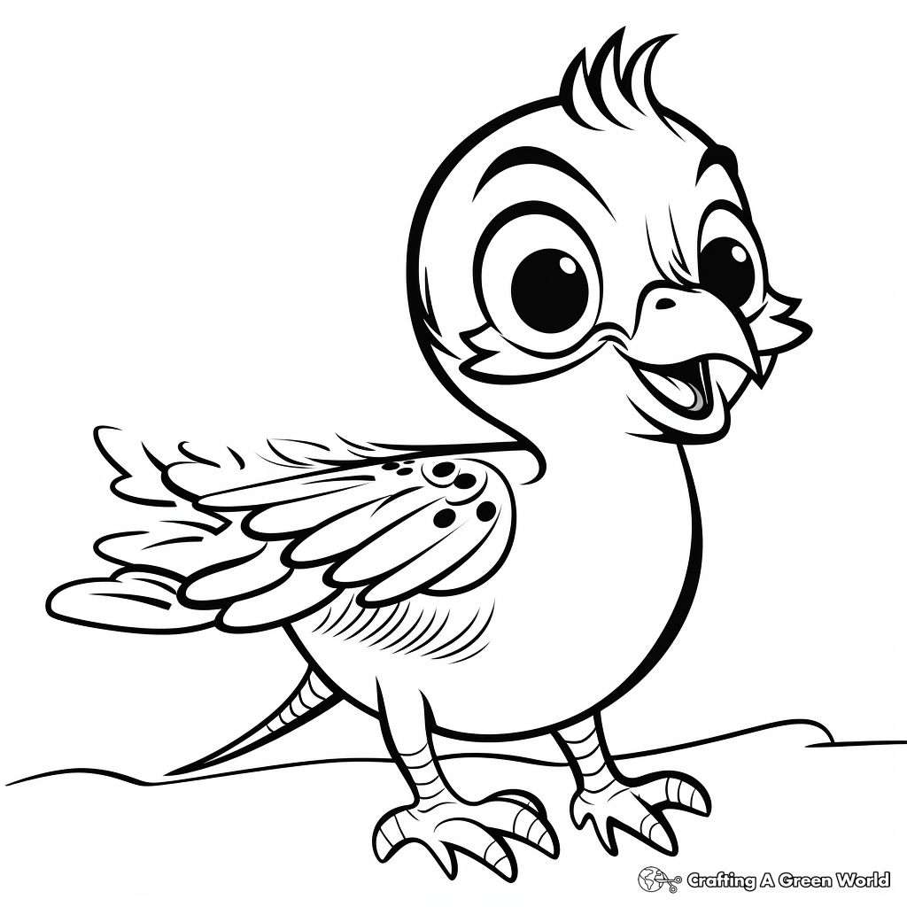 Friendly Cartoon Pheasant Coloring Pages for Children 2