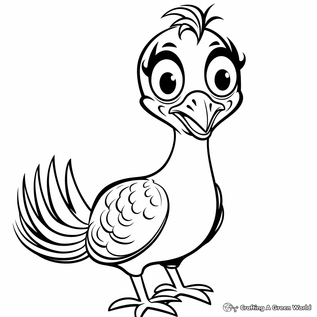 Friendly Cartoon Pheasant Coloring Pages for Children 3