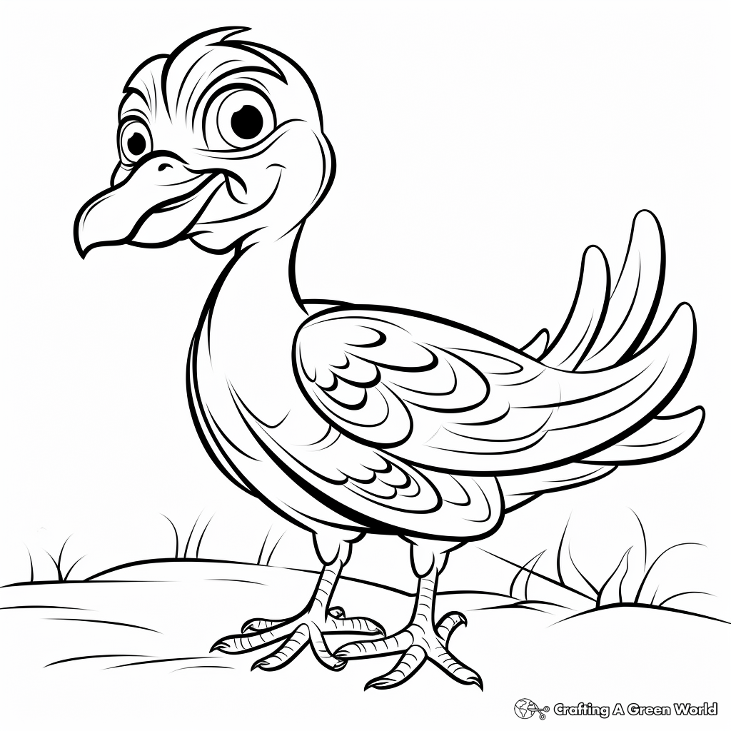 Friendly Cartoon Pheasant Coloring Pages for Children 4