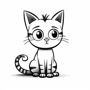 Friendly Cartoon Striped Cat Coloring Pages 3