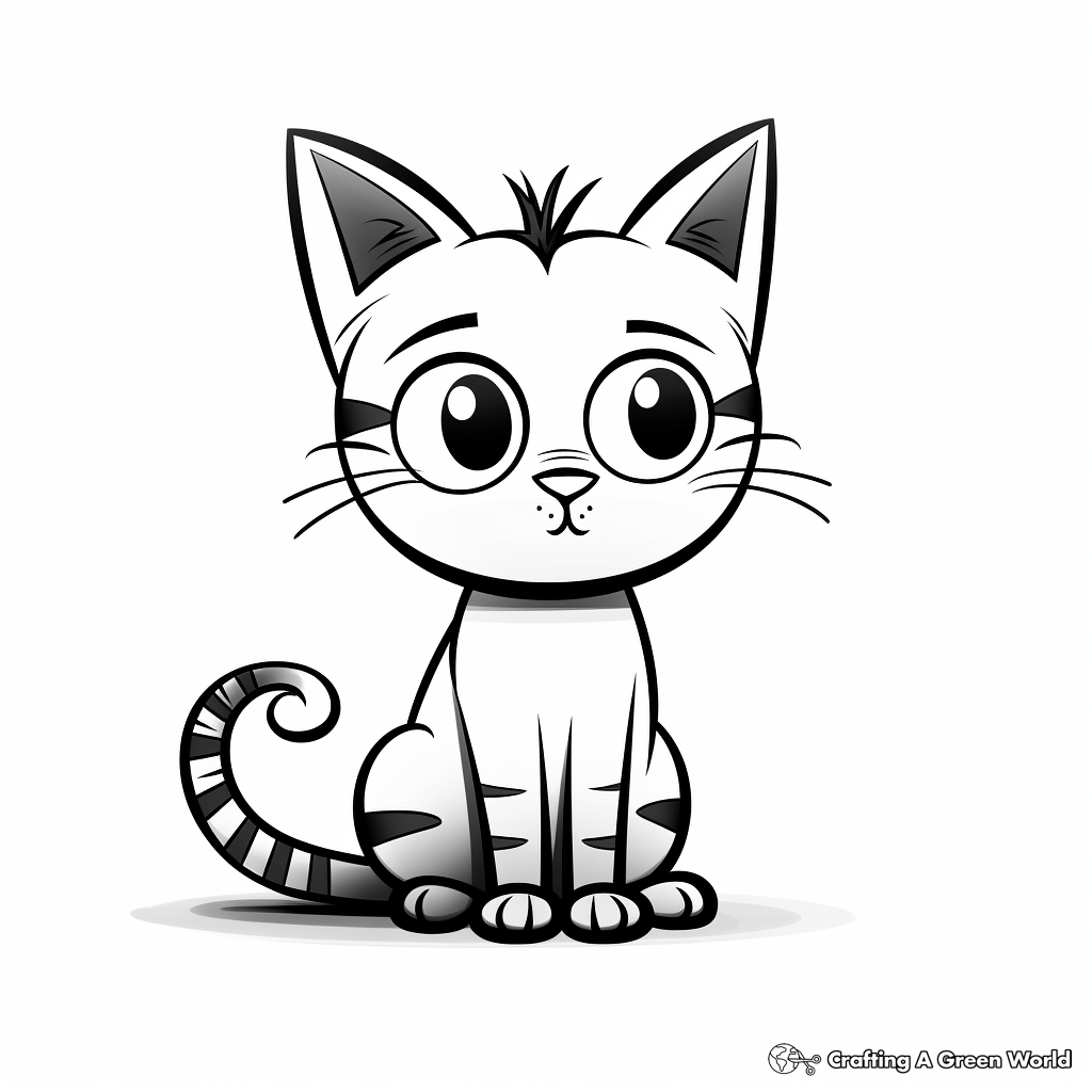 Friendly Cartoon Striped Cat Coloring Pages 3