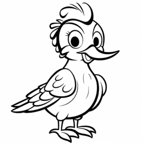 Friendly Cartoon Woodpecker Coloring Pages for Children 2