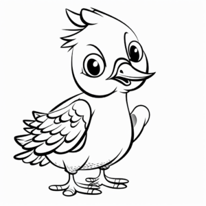 Friendly Cartoon Woodpecker Coloring Pages for Children 4