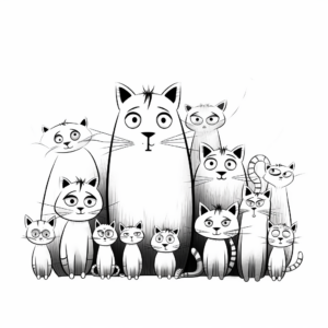 Friendly Cat Pack Interactions Coloring Pages 2