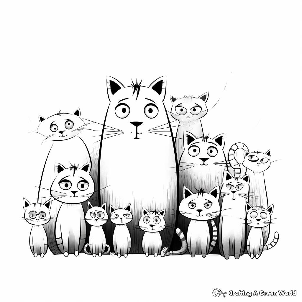 Friendly Cat Pack Interactions Coloring Pages 2