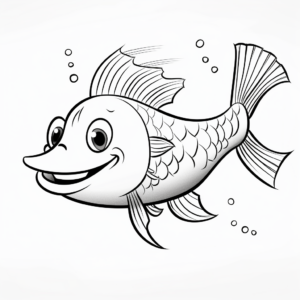 Friendly Clown Catfish Coloring Pages for Children 3