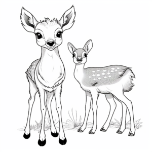 Friendly Deer and Bird Coloring Pages 2