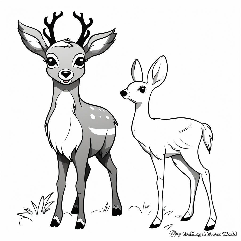 Friendly Deer and Bird Coloring Pages 3