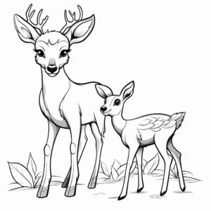 Friendly Deer and Bird Coloring Pages 4