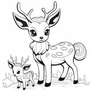 Friendly Deerling With Trainers Coloring Pages 1