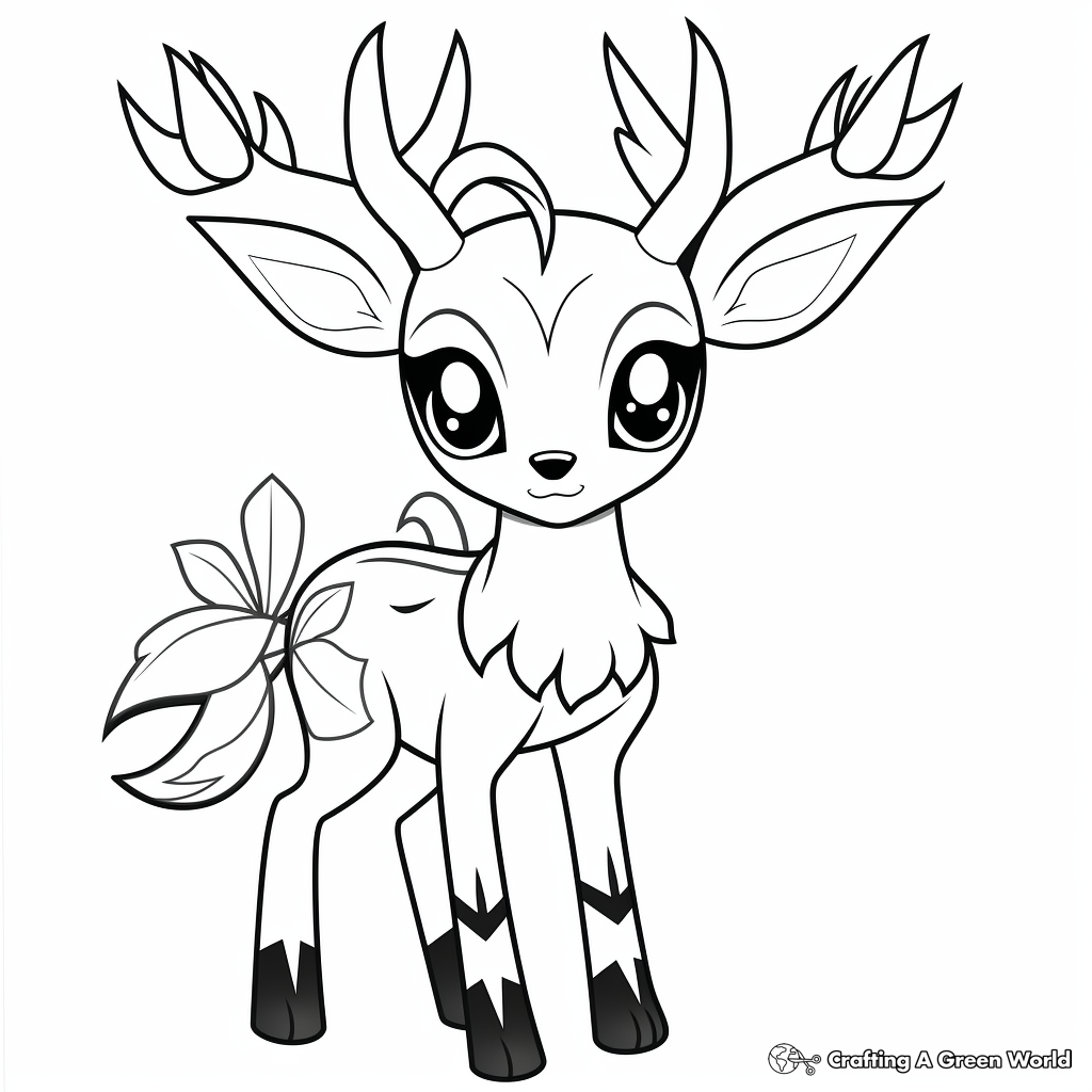 Friendly Deerling With Trainers Coloring Pages 3