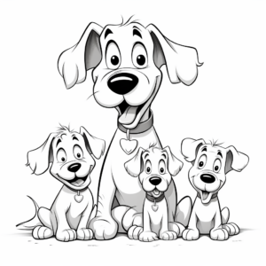 Friendly Dog Family Coloring Pages 1