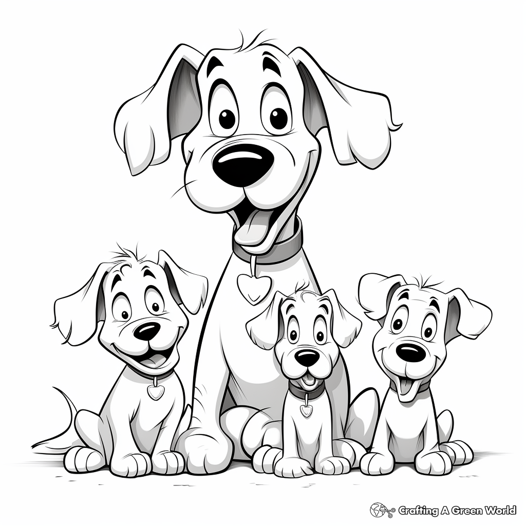 Friendly Dog Family Coloring Pages 1