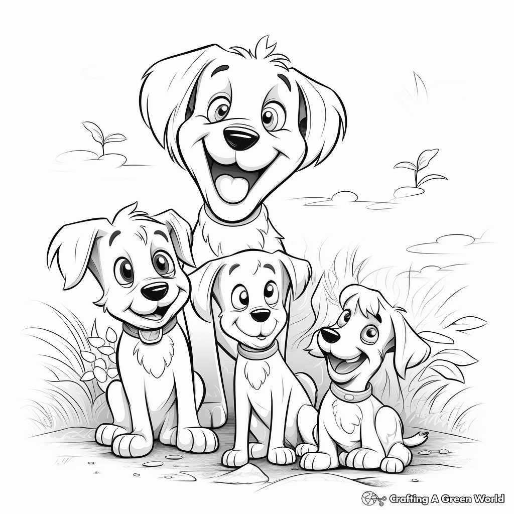 Friendly Dog Family Coloring Pages 2