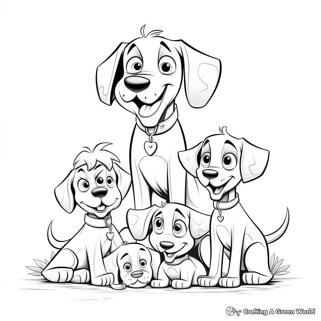 Friendly Dog Family Coloring Pages 3