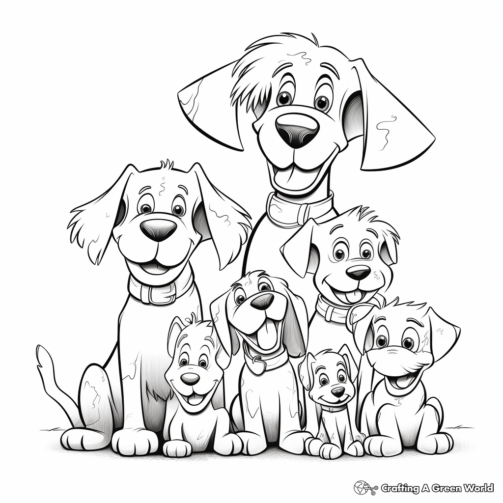 Friendly Dog Family Coloring Pages 4