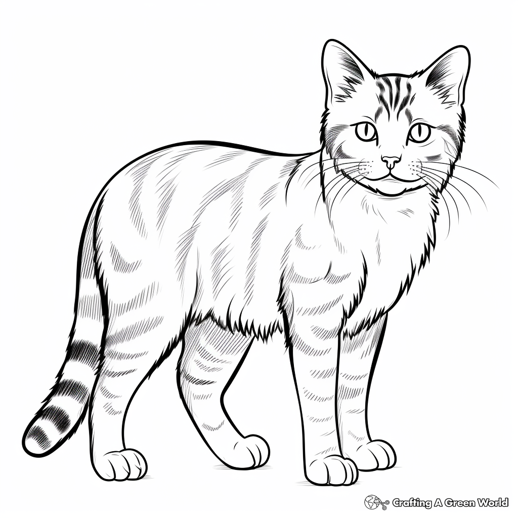 Friendly Domestic Shorthair Cat Coloring Pages 2