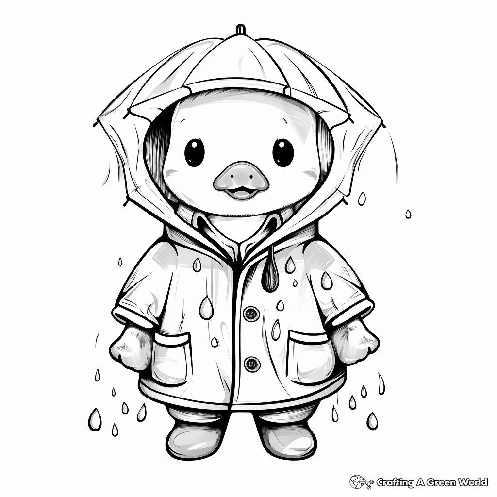 Friendly Duck Raincoat Coloring Sheets 2