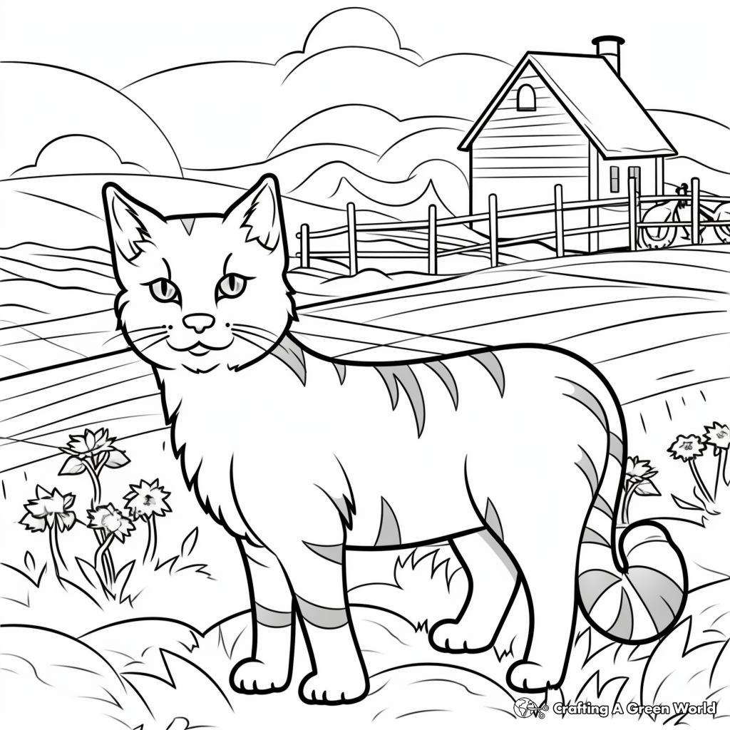 Friendly Farm Cat Coloring pages 1