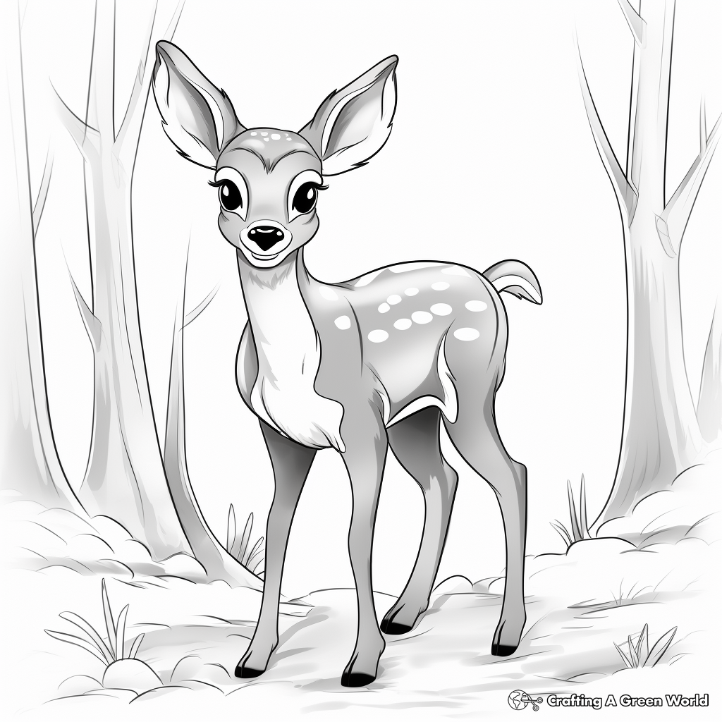 Friendly Forest Deer Coloring Pages 1
