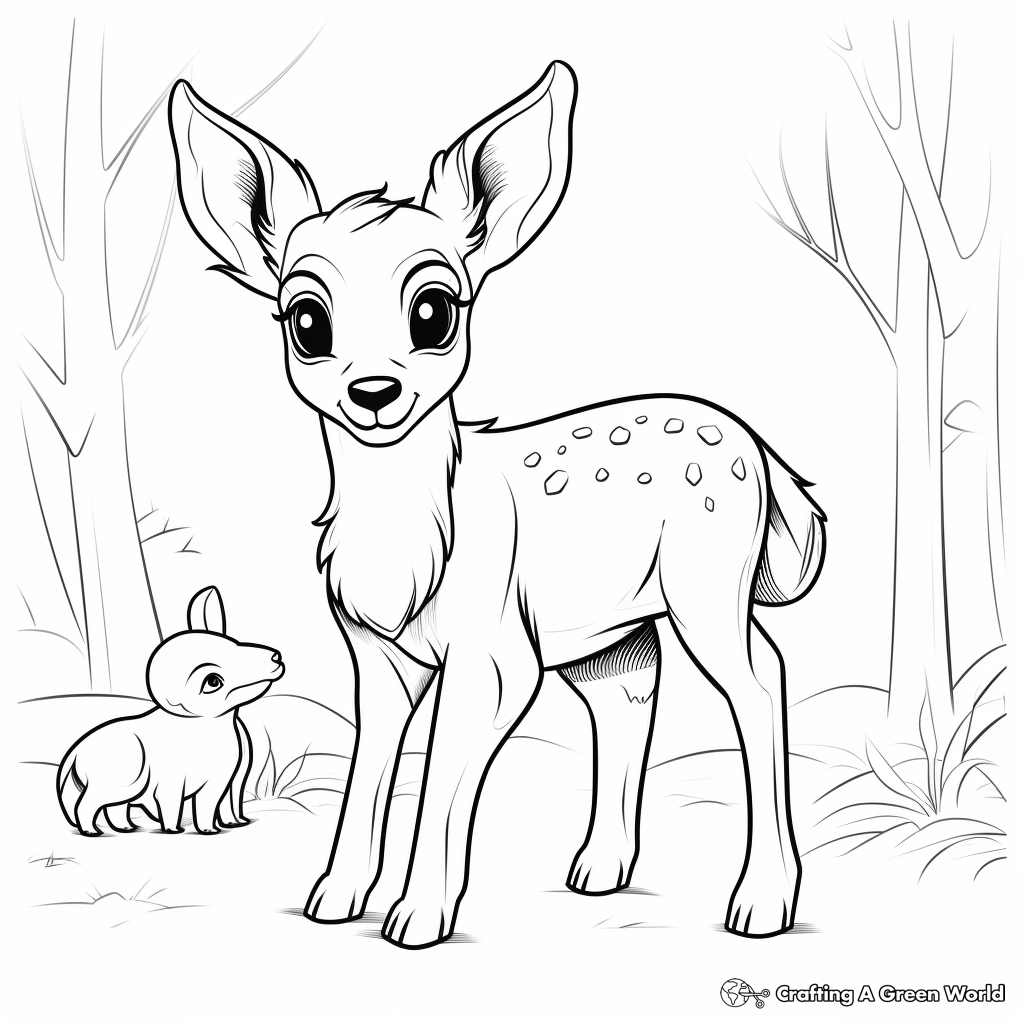 Friendly Forest Deer Coloring Pages 2