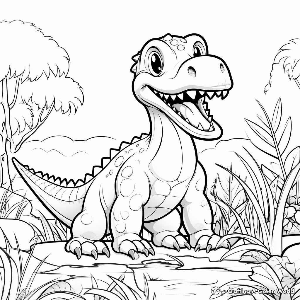 Friendly Herbivores Dinosaurs Coloring Pages 1