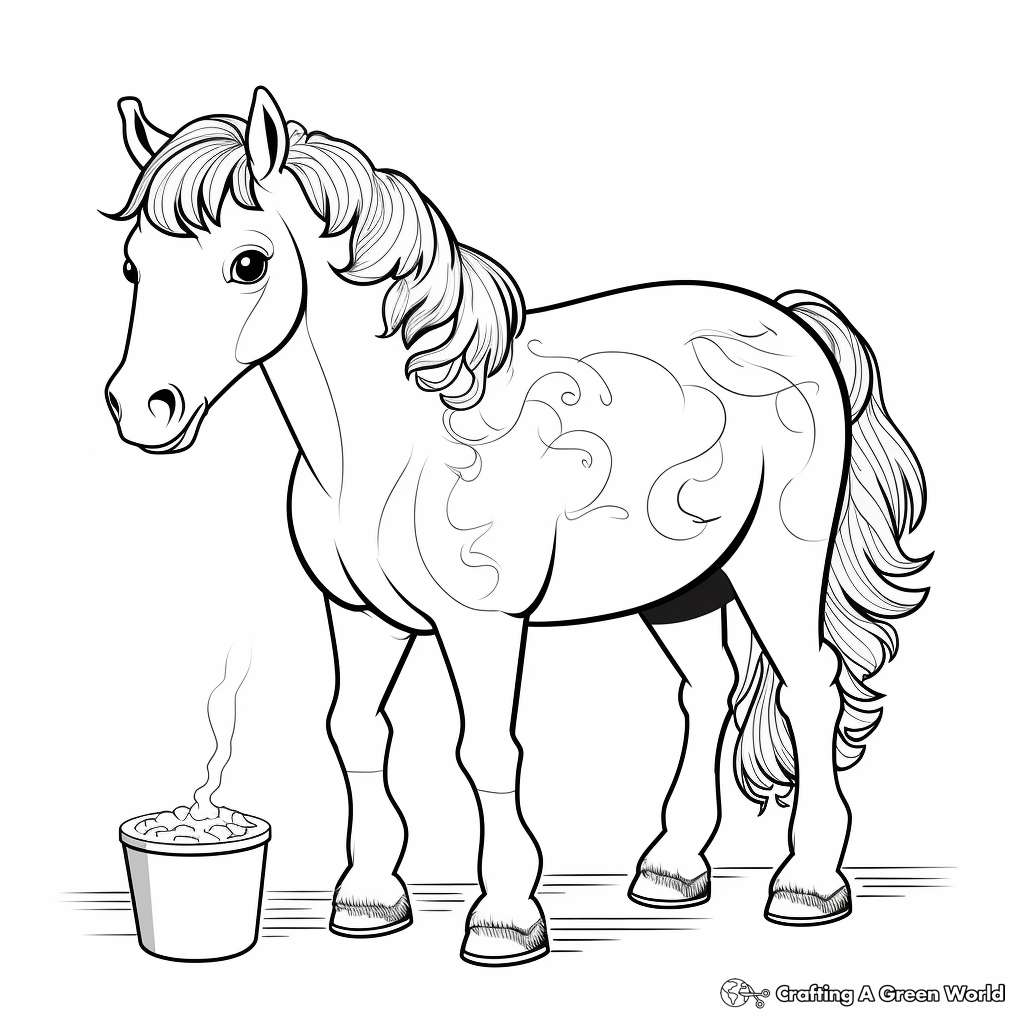 Friendly Horse Gulping Boba Coloring Pages 1