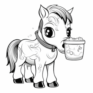 Friendly Horse Gulping Boba Coloring Pages 3