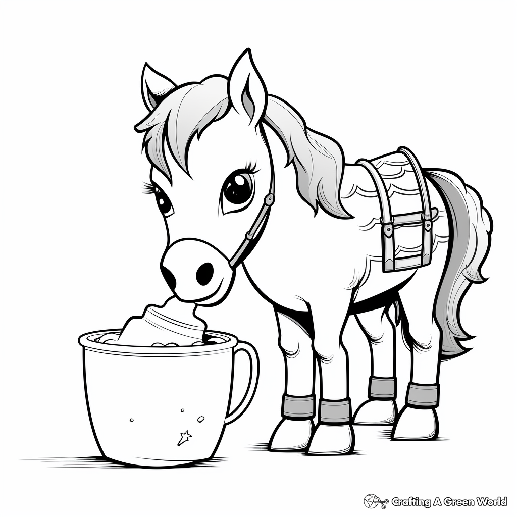 Friendly Horse Gulping Boba Coloring Pages 4