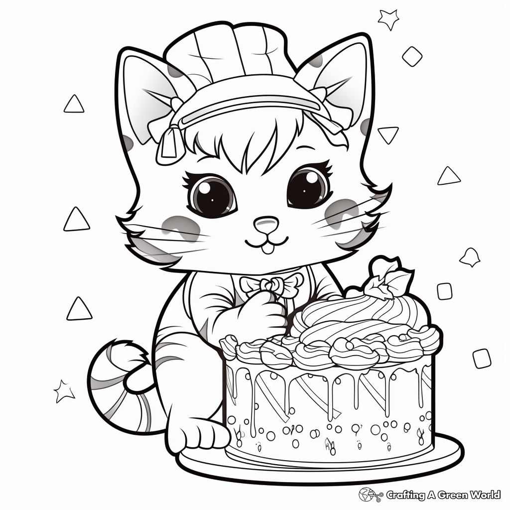 Friendly Kitten Baker Coloring Pages 1