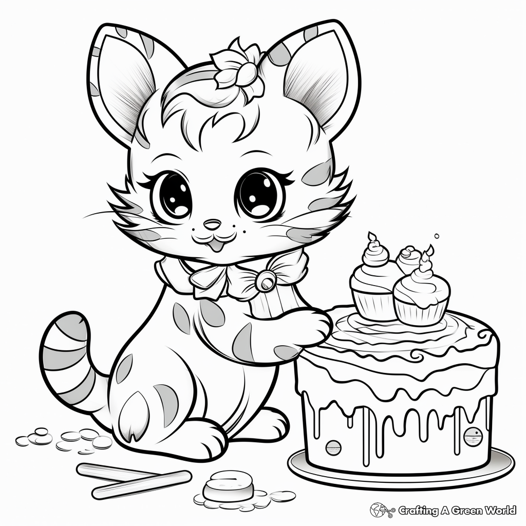 Friendly Kitten Baker Coloring Pages 2