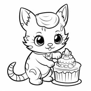 Friendly Kitten Baker Coloring Pages 3