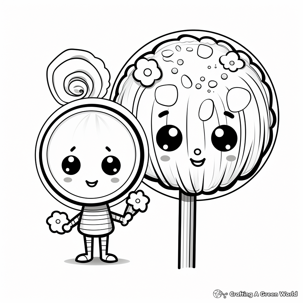 Friendly Lollipop and Candy Friends Coloring Page 1