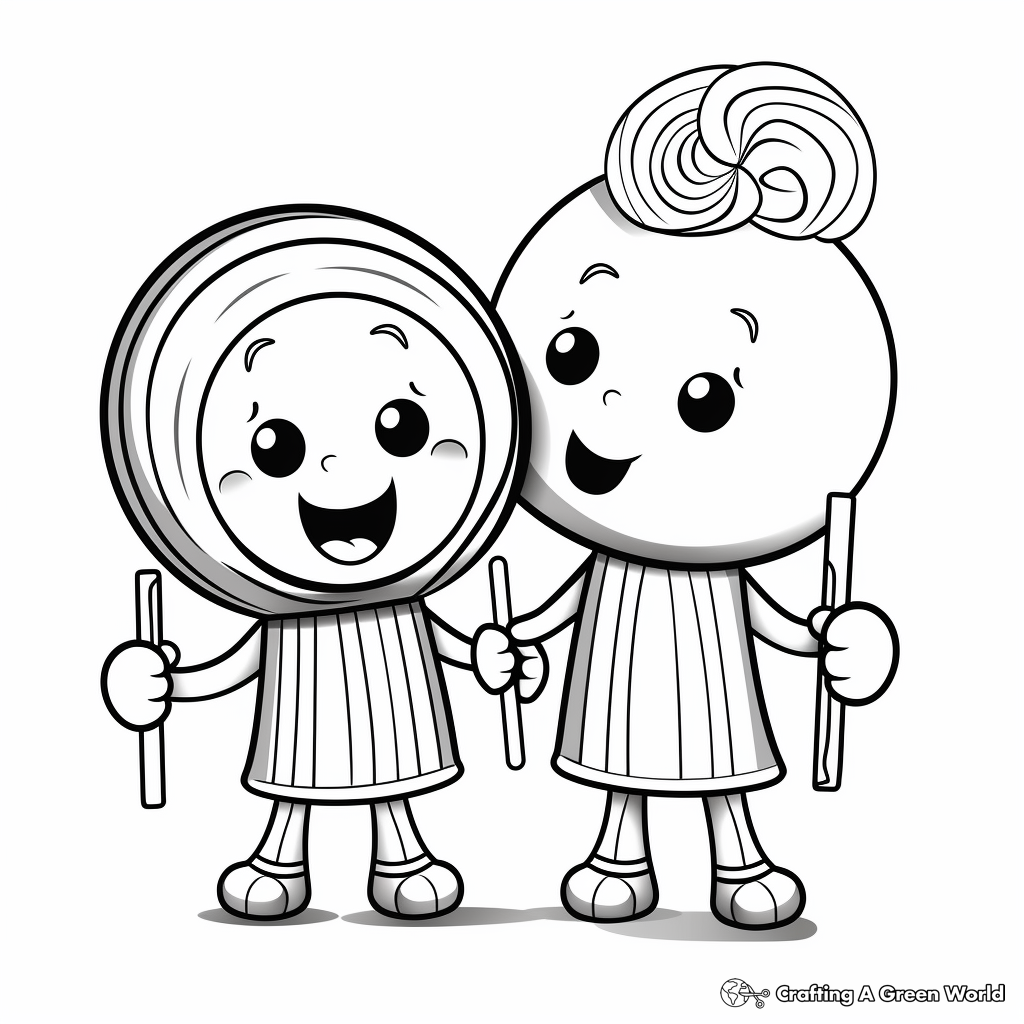 Friendly Lollipop and Candy Friends Coloring Page 2