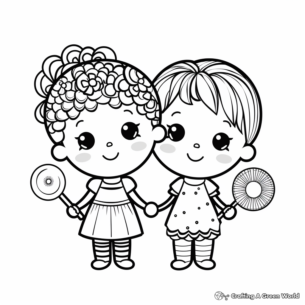 Friendly Lollipop and Candy Friends Coloring Page 3