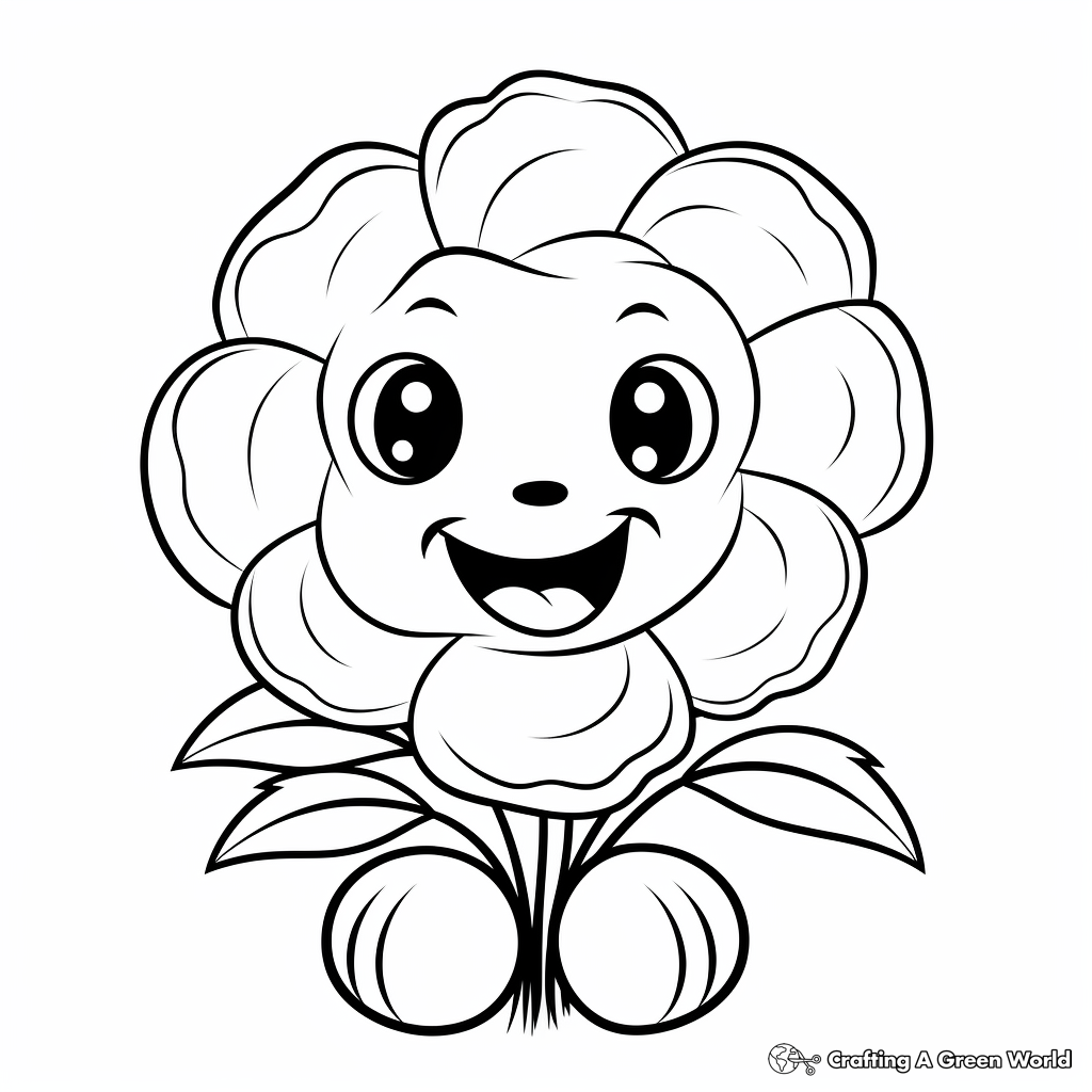 Friendly Peony Flower Coloring Pages for Kids 2