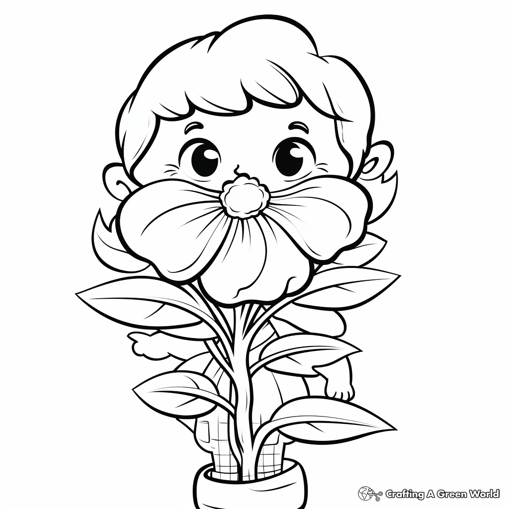 Friendly Peony Flower Coloring Pages for Kids 4