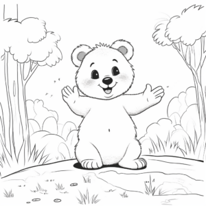 Friendly Quokka Waving Hello Coloring Pages 4