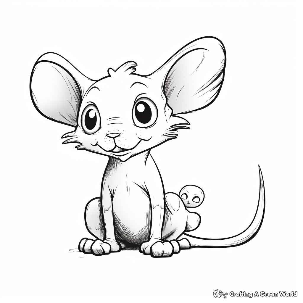 Friendly Sphynx Cat and Mouse Coloring Pages 1