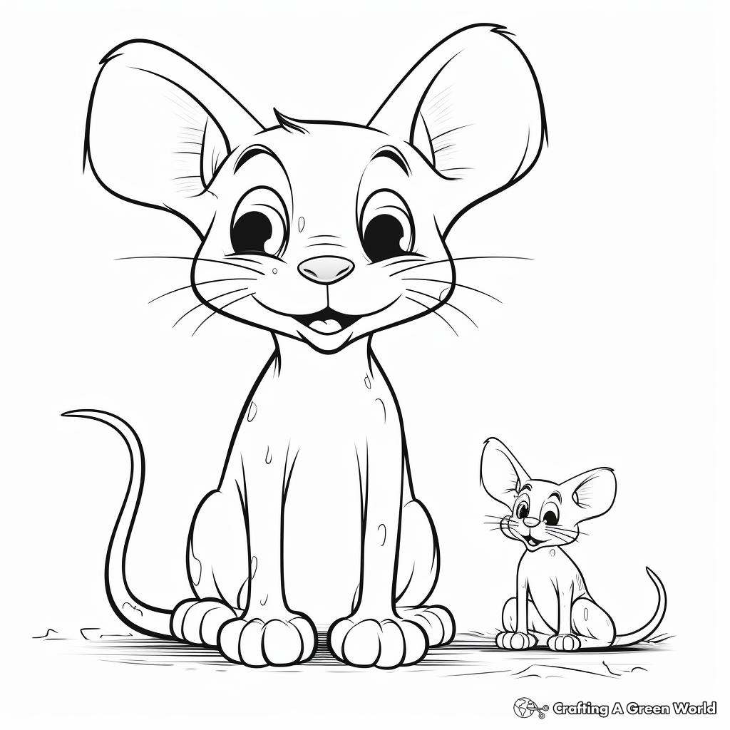 Friendly Sphynx Cat and Mouse Coloring Pages 2