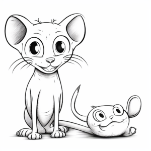 Friendly Sphynx Cat and Mouse Coloring Pages 3