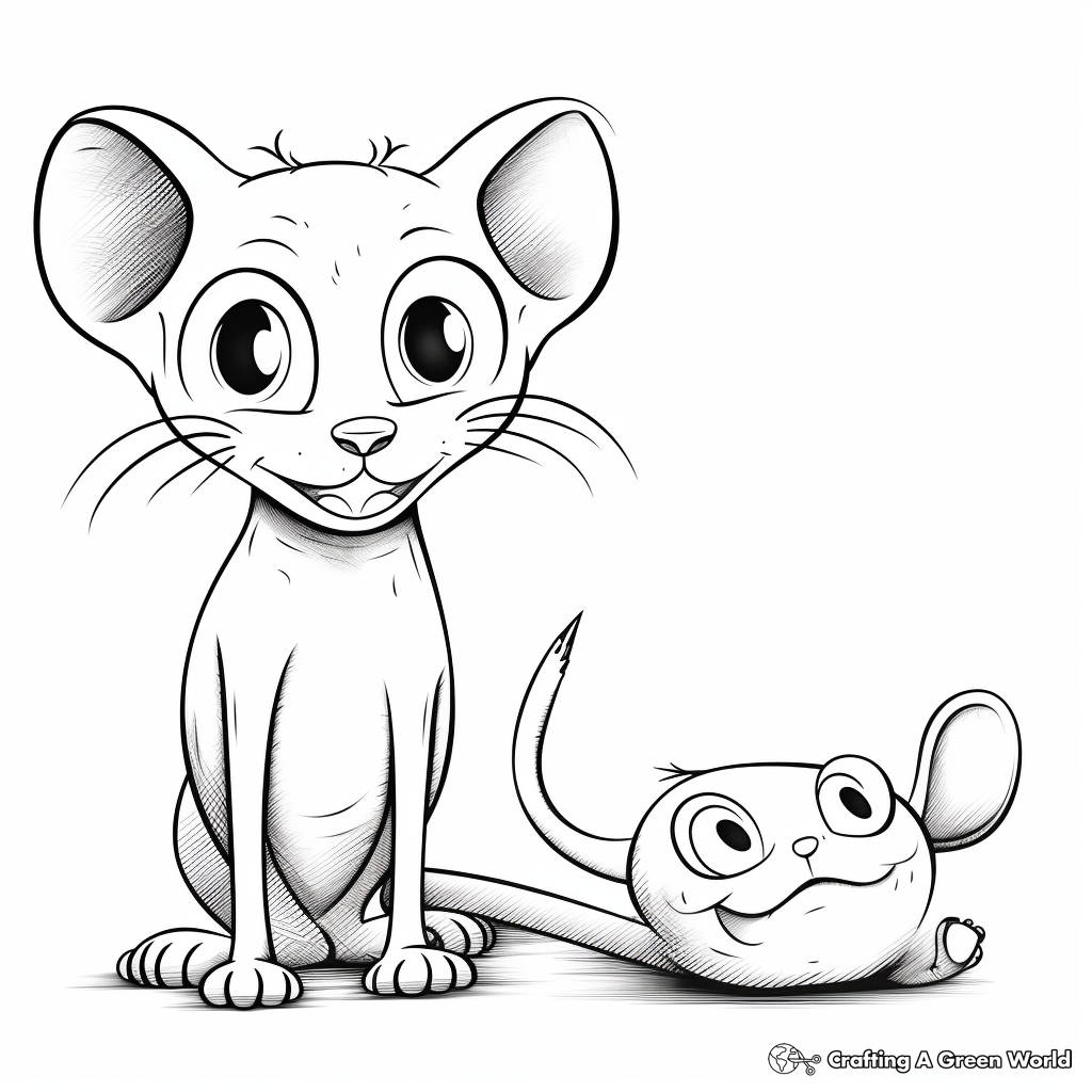 Friendly Sphynx Cat and Mouse Coloring Pages 3